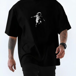 Round Neck Cotton Blend Black T-Shirt